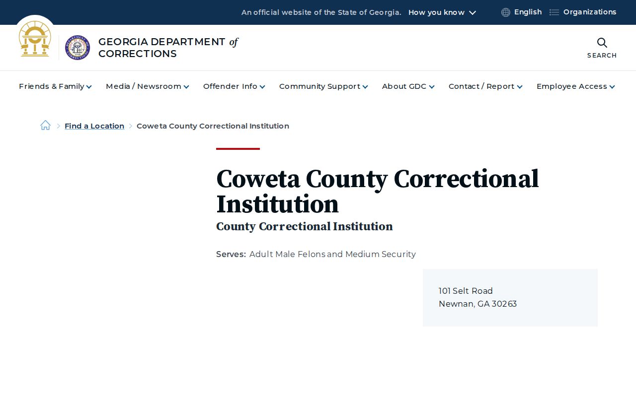 Coweta County Correctional Institution release records page